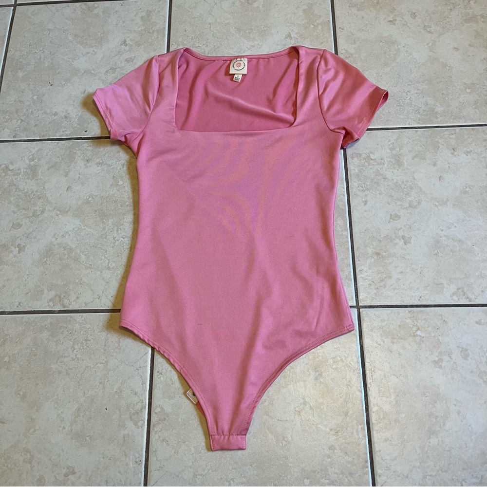 Pink square neck bodysuit